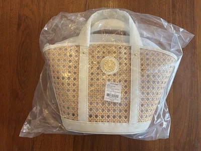 NUEVO BOLSO DE MANO DE CAÑA LILLY PULITZER WINTOUR *SAND BAR X RESORT BLANCO* Foto 1 de 4