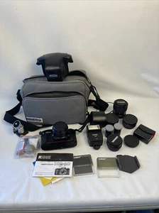 Vintage Ricoh XR-10 35mm SLR Camera Body W/ Extra Lenses, Flash, Bag,& More EUC - Picture 1 of 20