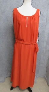 Tahari Kleid Damen 16W orange ärmellos Falten Gürtel minimalistisch Sommer vielseitig - Bild 1 von 21