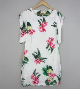 Country Road Dress Womens 12 White Pink Green Floral Straight Coastal Resort - Picture 1 of 19