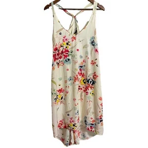 H&M Womens NWT Cream Floral Print High Low Racerback Sleevless Dress Size 14 - Picture 1 of 10