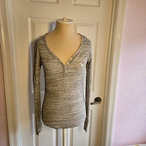 PINK Victoria Secrets meliertes graues Langarm Thermo Oberteil Henley Shirt Gr. S - Bild 1 von 7