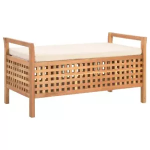 Wooden Storage Bench With Cushion Stylish Bedroom Hallway Living Room Decor Seat - Picture 1 of 8