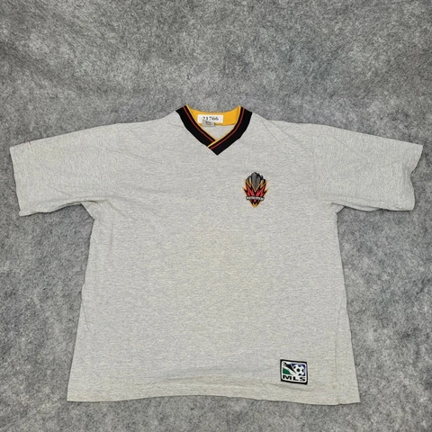 Vintage Nike x MLS NY Metro Stars T-Shirt Medium Gray 90s Single Stitch USA Tee Cover
