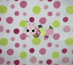 Bright Starts Taggies Polka Dot Caterpillar Baby Blanket Green Pink White - Picture 1 of 3