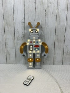 Little Lights Wooden Robot Lamp Children’s Kids Nightlight Dimmer Remote Timer - Picture 1 of 9