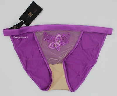 NUEVO CON ETIQUETAS COSABELLA CRAWF0521 "Crawford" Satén/Malla Tanga Bikini, Violeta, Italia Foto 1 de 4
