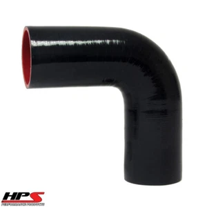 HPS 4-Ply 1-1/2" ID Reinforced Silicone 90 Degree Elbow Coupler Hose Black 38mm - Imagen 1 de 3