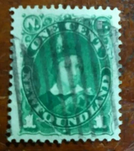 1887 Newfoundland 1c - dark green - lightly hinged - Picture 1 of 2