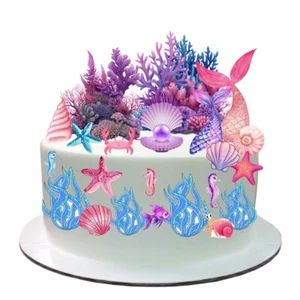 Tortenszene wunderschön Meerjungfrau Unterwasser Aufsteller essbar Oblate Papier Tortenaufleger - Bild 1 von 7