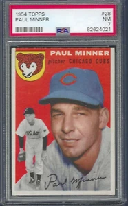 1954 Topps Paul Minner # 28 PSA 7 NM Chicago Cubs Centered - Bild 1 von 2