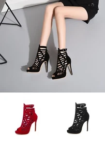 Crossdresser Peep Toe Unisex Hollow Ankle Boots Drag Queen LGBTQ Women Shoes 52 - Picture 1 of 18