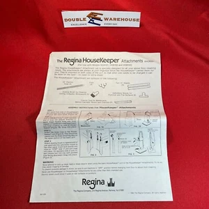 1986 Regina HouseKeeper Vacuum Attachment Set AHO6001 Assembly Instructions - Picture 1 of 2