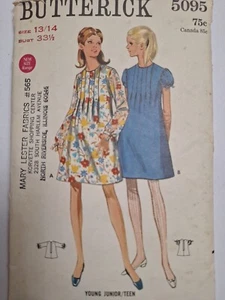 Dress A Line Pleated 13 14 Butterick 5095 Sewing Pattern Cut VTG Placket Short - Picture 1 of 6