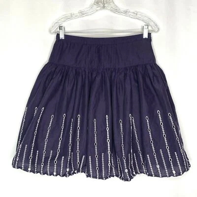 Falda Moda International para mujer línea A talla 4 forrada azul marino blanco ojales Foto 1 de 4