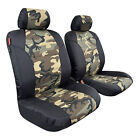 For Toyota Landcruiser 76 Deset Camo Cotton & Black Canvas Front Seat Covers