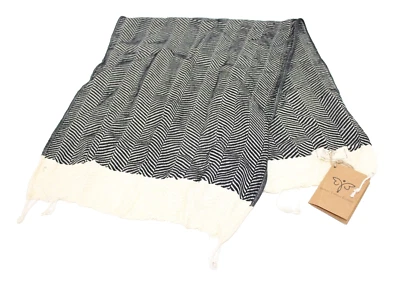 Smyrna Toalla de Algodón Turco con Flecos 15" X 36" Té Blanco Negro Cocina Granja Foto 1 de 4