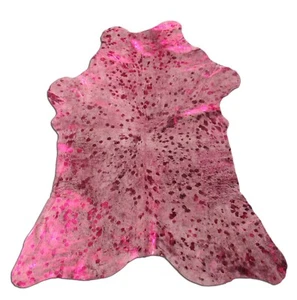 Pink Calf Skin - Mini cowhide rug Size: 36"X31" Pink Metallic REAL calfskin pelt - Picture 1 of 6