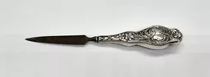 Sterling Silver Handled Art Nouveau Nail File Flowers Repoussé Antique 7-1/4” - Picture 1 of 15