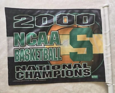 Bandera de coche Michigan State MSU 2000 vintage verde espartano 11 x 15 baloncesto de la NCAA Foto 1 de 4