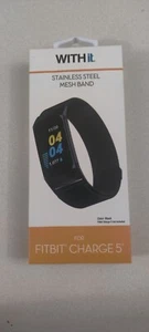 WITH IT Stainless Steel Black Mesh Band FOR FITBIT CHARGE 5 BLACK - Picture 1 of 2