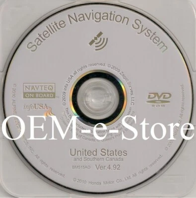 2006 2007 2007 2009 2010 Honda Odyssey Pilot Navigation DVD U.S.A Map VER 4.92 - Image 1 of 3