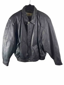 Giacca Cougar International Uomo Xl Pelle Nera Manica Lunga Full Zip1924 - Foto 1 di 15