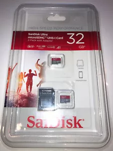 Sandisk 32GB (2 pack) Ultra microSDHC UHS-I Card with Adapter (2x32GB) - Picture 1 of 2