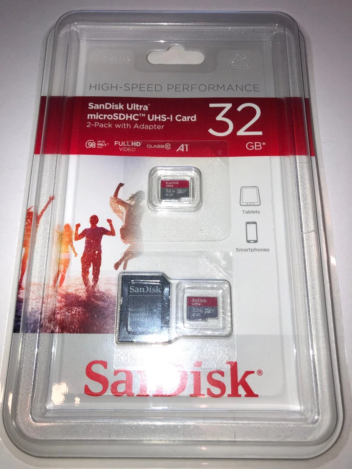 Sandisk 32GB (2 pack) Ultra microSDHC UHS-I Card with Adapter (2x32GB) - Image 1 of 2