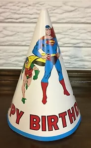 Sombreros de fiesta de cumpleaños de superhéroes DC de colección y sin usar - Superman - Batman - 1982 - Imagen 1 de 2