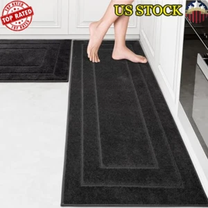 Machine Washable Kitchen Rug Set Non-Slip Super Absorbent Durable Mats 2 Pieces - Picture 1 of 7