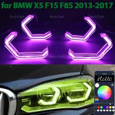App control M4 style LED Angel Eyes Bulb Ring RGB for BMW X5 F15 F85 2014-2018 - Image 1 of 4