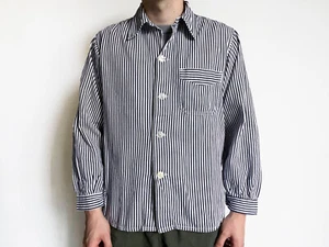 Vintage French Workwear German Sanfor Hickory Striped Work Jacket Button Shirt M - Bild 1 von 11