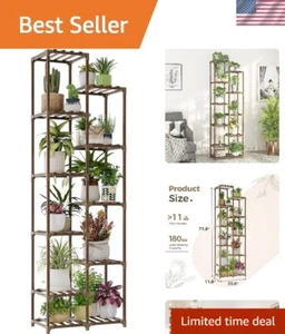 Durable Carbonized Wood Plant Stand - Lightweight 11-Tier Rack for Home Decor - Picture 1 of 8