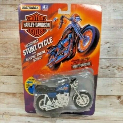Matchbox Harley Davidson Motorized Stunt Cycle Blue FXR Low Rider Model  - Image 1 of 2