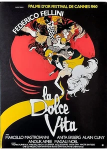 1980ca * Poster Originale "La Dolce Vita, Federico Fellini, Marcello Mastroianni - Bild 1 von 1