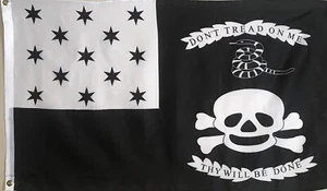 VETERANS EXEMPT FLAG - WAR OF 1812 - SKULL BONES & 13 STARS - DON'T TREAD ON ME - Picture 1 of 1