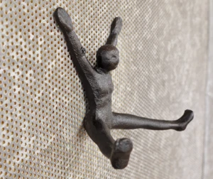 Novelty Rustic Metal Cast Iron Man Antique Bronze Coat Kitchen Garden 2 Hooks - Picture 1 of 3