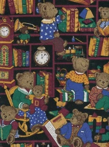 Teddy Bear Library patchwork/quilting fabric 1.02m x 77cm cotton - Picture 1 of 2