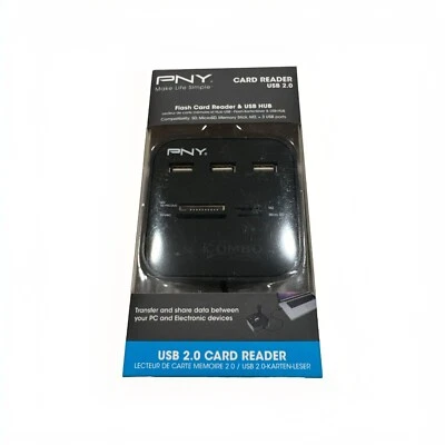 Lector de tarjetas flash PNY USB 2.0 y concentrador USB. SD, Micro SD, M2, 3 puertos USB  Foto 1 de 2