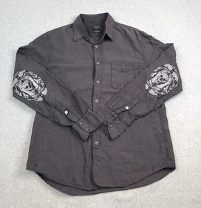 Rag & Bone Shirt Men's Size Med M Slim Fit Gray Skulls Button Up Long Sleeve - Picture 1 of 13
