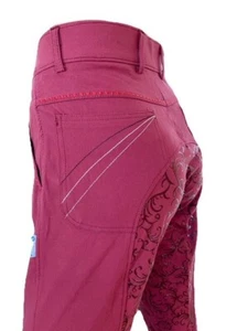 Ladies Burgundy Gel Seat Breeches sizes 8-22 Maroon Silicone Seat Breeches - Picture 1 of 6