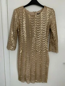 Exclusive Full Gold Sequined Dress, Size 10 - Picture 1 of 6