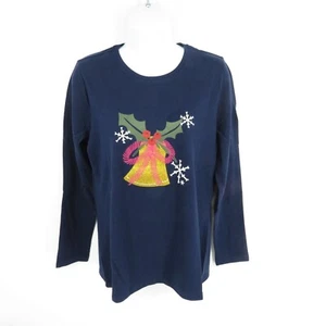 Camiseta de mujer Kim Rogers campana de Navidad manga larga PS NUEVA CON ETIQUETAS $28 - Imagen 1 de 4