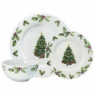 Pfaltzgraff 5218374 Christmas Day 24 Pieces Dinnerware Service for 8 - White/Red/Green