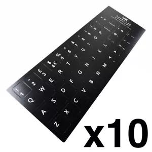 10 X UK ENGLISH KEYBOARD STICKERS Black QWERTY Keyboard Desktop, Laptop Computer - Picture 1 of 6