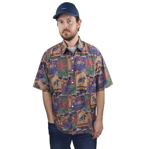 Vintage Animal Print Fish Turtle Hawaiian Shirt Mens XL Made In Hawaii USA Aloha - Picture 1 of 9