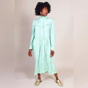 Raquel Allegra Luna Ruffle Neo Victorian Poet Dress Mint Green Size XL - Picture 1 of 12