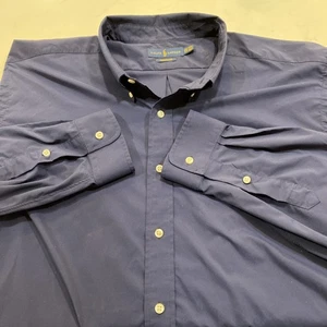 Camisa Ralph Lauren 3XB Azul Marino Manga Larga Con Botones Rendimiento 100% Algodón - Imagen 1 de 7