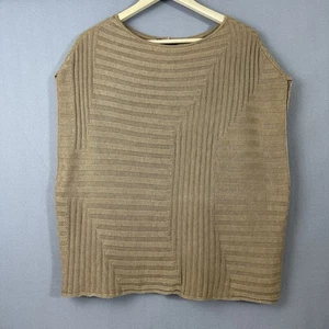 White House Black Market LSweater gilet marrone misto lana a costine oversize boxy - Foto 1 di 9